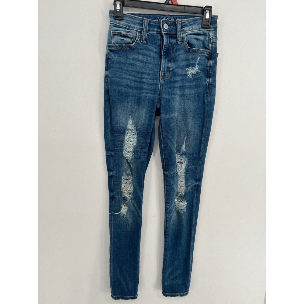 Arizona Jean Co Hi-Rise Skinny Jeans Distressed Blue Denim Size 1 Womens
